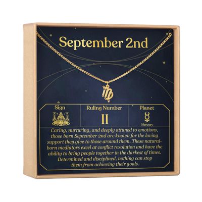 Dear Ava Zodiac Sign Necklace for Women - Modern Jewelry Pendant Love Gifting Idea for Her with Heartfelt Card - 2nd September Virgo Birthday Gift for Loving One