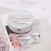 Honbay Fashion Marble Contact Lens Case Portable Contact Lens Box Kit with Mirror (Round) (Silver) view 4