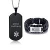 LiFashion LF Stainless Steel Black Adrenal Insufficiency Medical Alert Jewelry Sets Emergency ID Tag Caduceus Bracelet Necklace Sets,Medic Jewelry for Men(Medical Alert Necklace + Bracelet) view 1