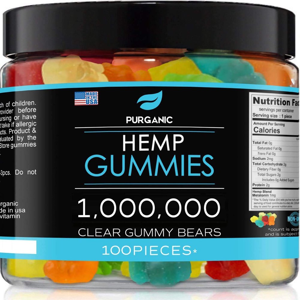 Purganic Gummies for Stress & Relaxation 1M - Delicious Natural Fruit Flavors - Made in USA Relaxing Gummies 100ct