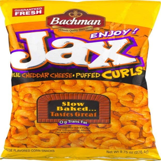 Bachman Jax Cheddar Cheese Puffed Curls 9.75 Oz Bags (4 Bags)