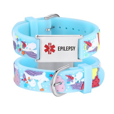 LinnaLove medical alert id epilepsy bracelets Parents gift to Son, daughter, brother, sister-cartoon Rhinoceros