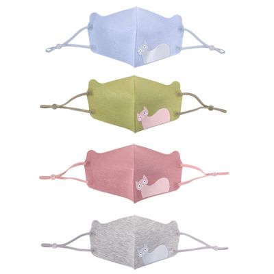 JewelryWe 4PCS Cartoon Youth Masks Adjustable Ear-loop Face Mask Dustproof Mask Cotton Face Cover Washable & Reusable Masks for Boys Girls