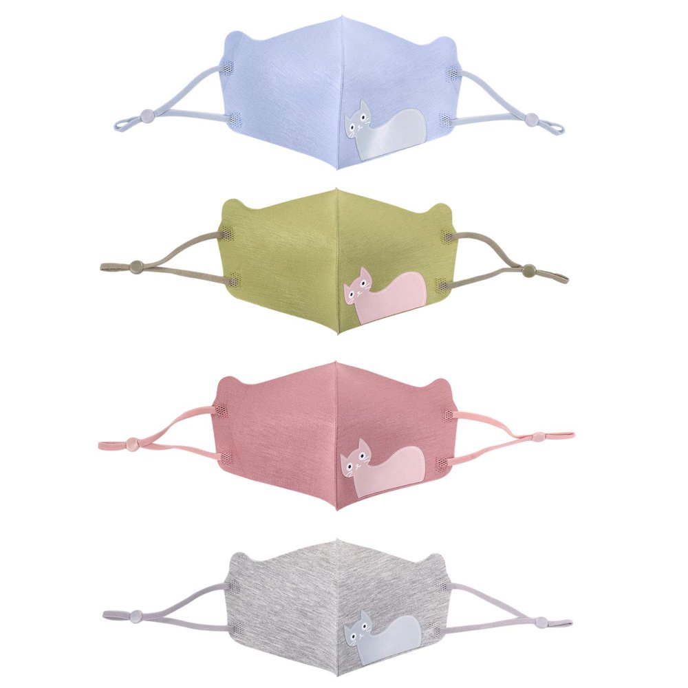 JewelryWe 4PCS Cartoon Youth Masks Adjustable Ear-loop Face Mask Dustproof Mask Cotton Face Cover Washable & Reusable Masks for Boys Girls