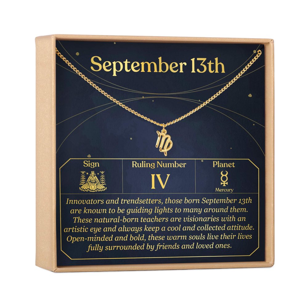 Dear Ava Zodiac Sign Necklace for Women - Modern Jewelry Pendant Love Gifting Idea for Her with Heartfelt Card - 13th September Virgo Birthday Gift for Loving One