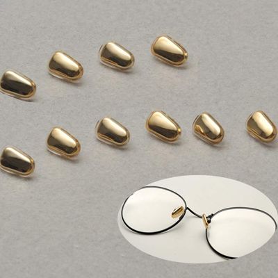 5 pairs Two Layers Screw-on Anti-slip Nose Pads,Symmetrical Nosepad Cushion + Glasses Nose Pads for Eyeglasses Sunglasses,14mm*8mm/0.53inch*0.28inch,Covered with Soft Silicon (Gold)