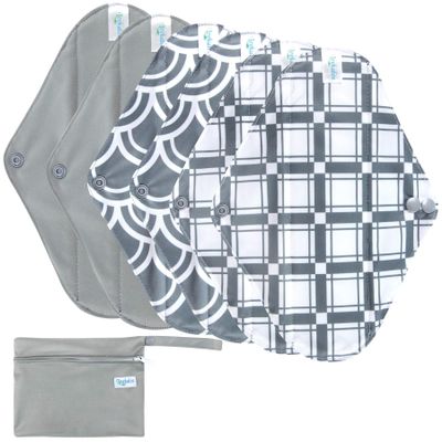 Leekalos Reusable Menstrual Pads - Bamboo Menstrual Cloth Pads | Light Incontinence Pads | Reusable Sanitary Pads - Pack of 6, 1 Cloth Mini Wet Bag