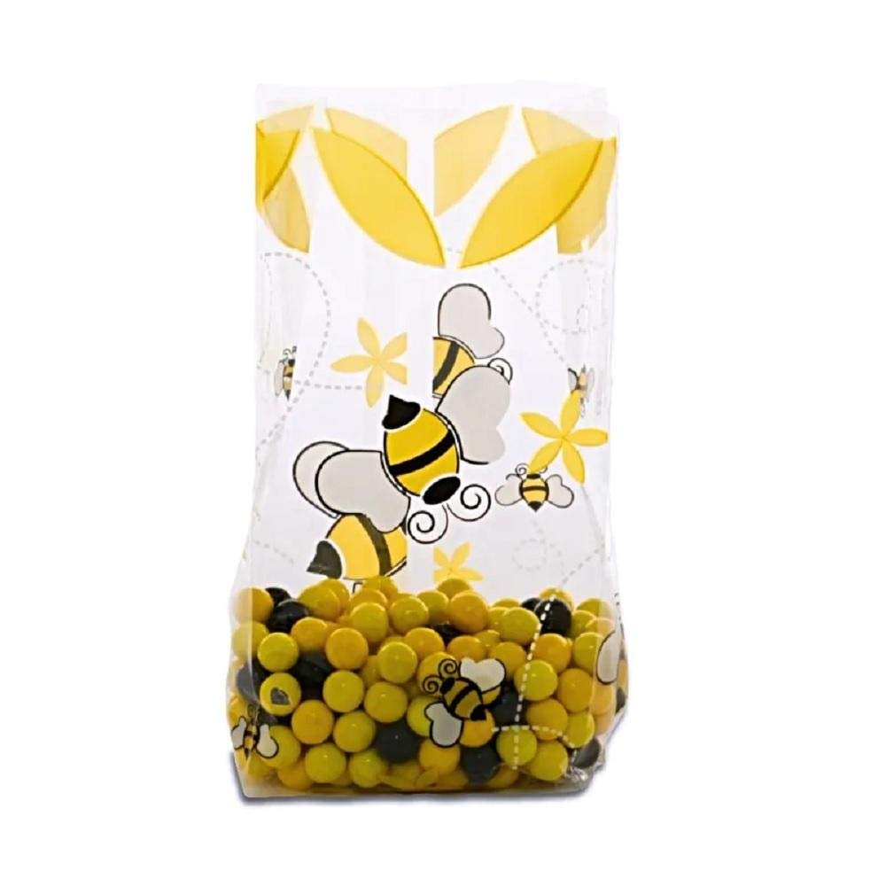 Busy Bees Printed Cello Treat Bags - 7.5in. x 3.5in. x 2in. - 20 Pack