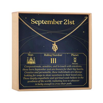 Dear Ava Zodiac Sign Necklace for Women - Modern Jewelry Pendant Love Gifting Idea for Her with Heartfelt Card - 21st September Virgo Birthday Gift for Loving One
