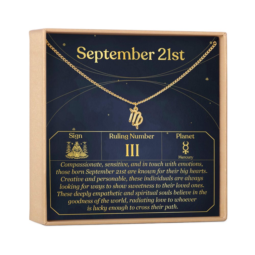 Dear Ava Zodiac Sign Necklace for Women - Modern Jewelry Pendant Love Gifting Idea for Her with Heartfelt Card - 21st September Virgo Birthday Gift for Loving One