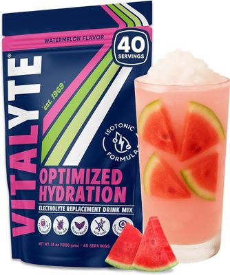 Vitalyte Electrolyte Powder Drink Mix, Isotonic Electrolyte Hydration Mix, Gluten Free Post Workout Powder Mix, Pack of 2, 35 oz. Each, Watermelon Flavor