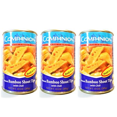 3 Pack Companion Braised Bamboo Shoot Tips With Chili (10 Oz Each)