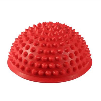 5 Colors Half Round PVC Massage Ball Body Rolling Pods Spiky Balance & Dome Yoga Balls Fitness Exercise Gym Massager(red)