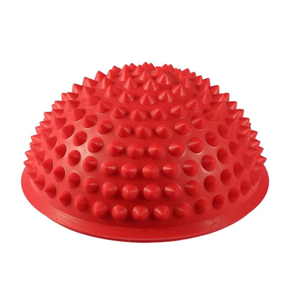 5 Colors Half Round PVC Massage Ball Body Rolling Pods Spiky Balance & Dome Yoga Balls Fitness Exercise Gym Massager(red)