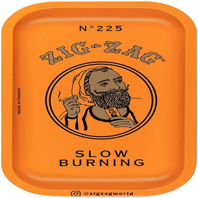 ZIG-ZAG Metal Rolling Tray with Elegant Design - Small (10.75" x 6.5") - Orange
