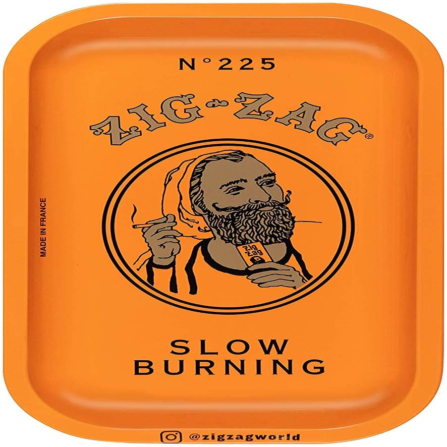 ZIG-ZAG Metal Rolling Tray with Elegant Design - Small (10.75" x 6.5") - Orange