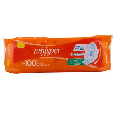 Whisper Choice Sanitary Napkins Ultra with Wings -Pack of 7 Pads (Regular)