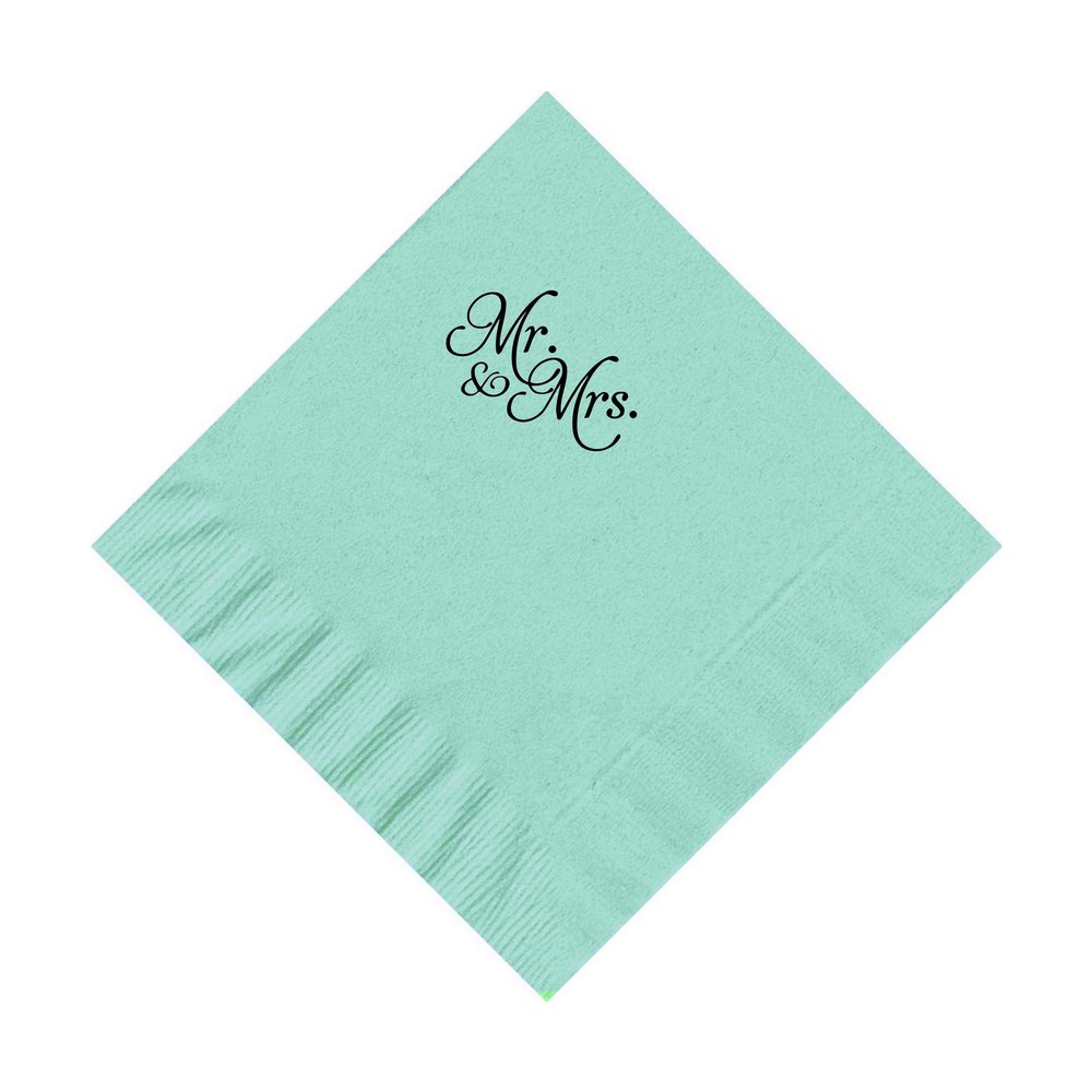 100 2-Ply Cocktail Personalized Napkins with Classic Mr. & Mrs. Logo