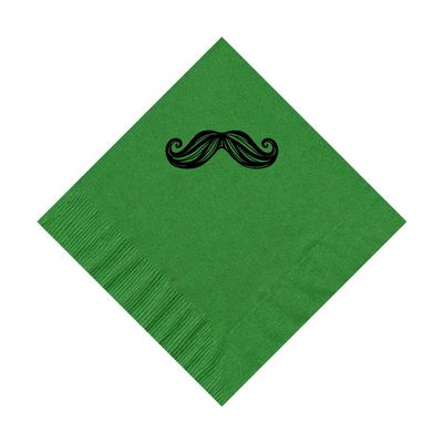 100 2-Ply Cocktail Personalized Napkins with Mustache Logo