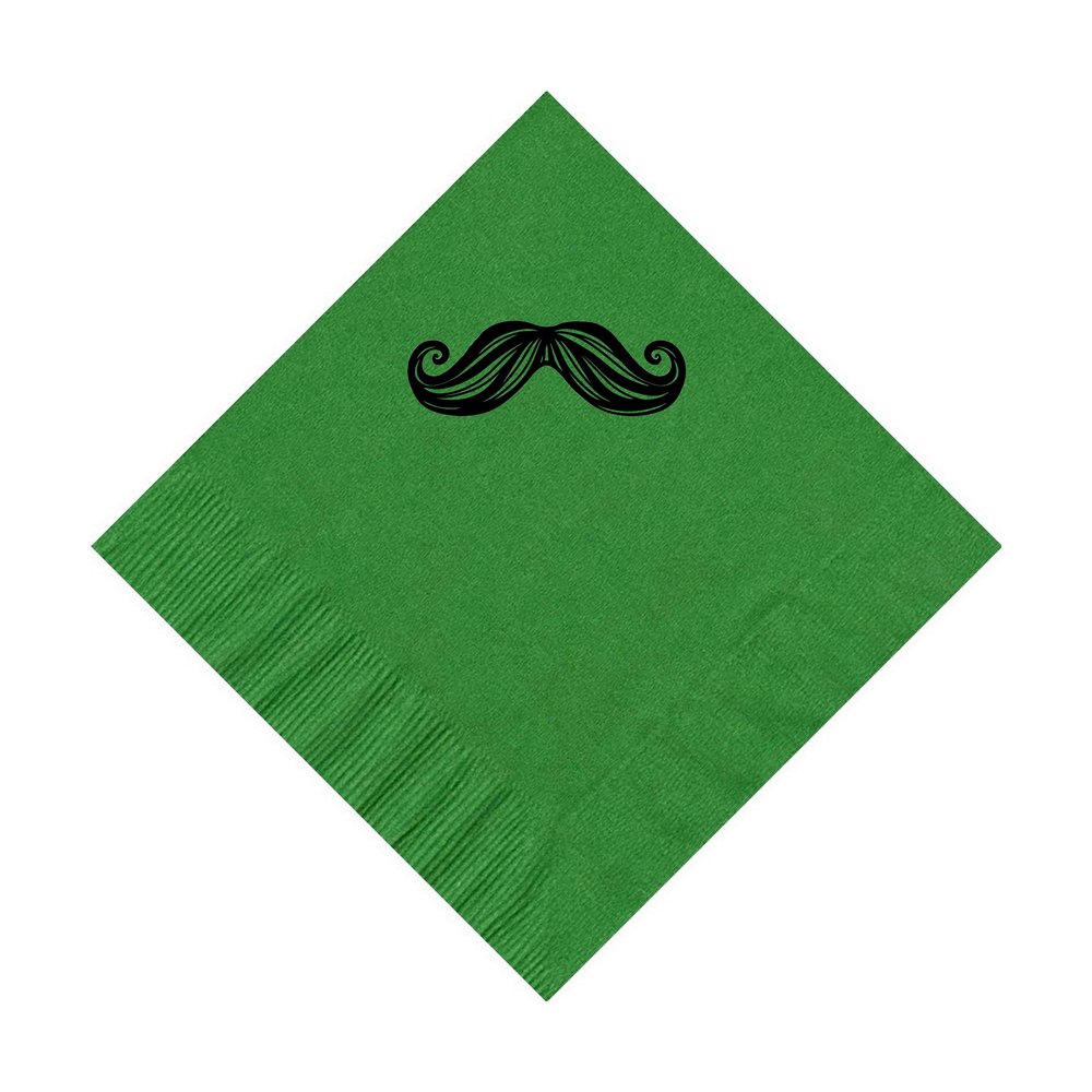 100 2-Ply Cocktail Personalized Napkins with Mustache Logo