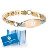 Adrenal Insufficiency Rose Gold Heart Medical Alert ID Bracelet for Women - 7.5" view 1