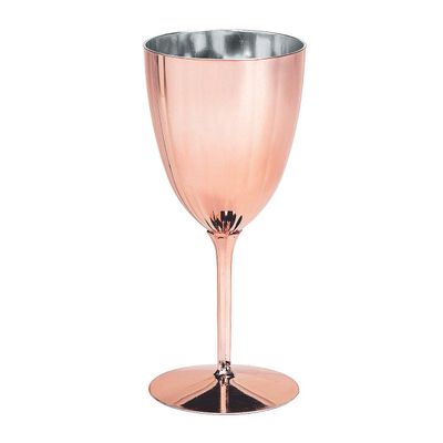 Fun Express Rose Gold Metallic Plastic Wine Glasses - Party Supplies - 12 Pieces