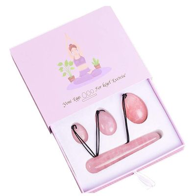 Natural Jade Stone Egg Yoni Eggs 3 Pcs Drilled Jade Eggs + 1 Pcs Massage Stick for Kegel Exercise Massage Stones for Women to Train Pelvic Muscles Kegel Exercise