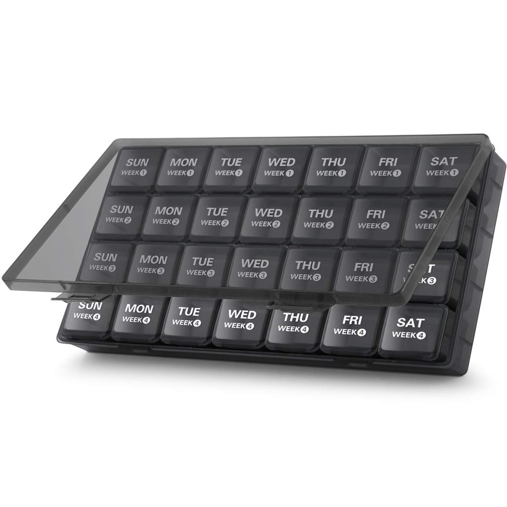 TookMag Monthly Pill Organizer 28 Day Pill Box, Large Medicine Organizers 4 Weeks, One Month Pill Box Pill Case Travel Pill Organizer with Dust-Proof Container for Pills/Vitamin/Supplements