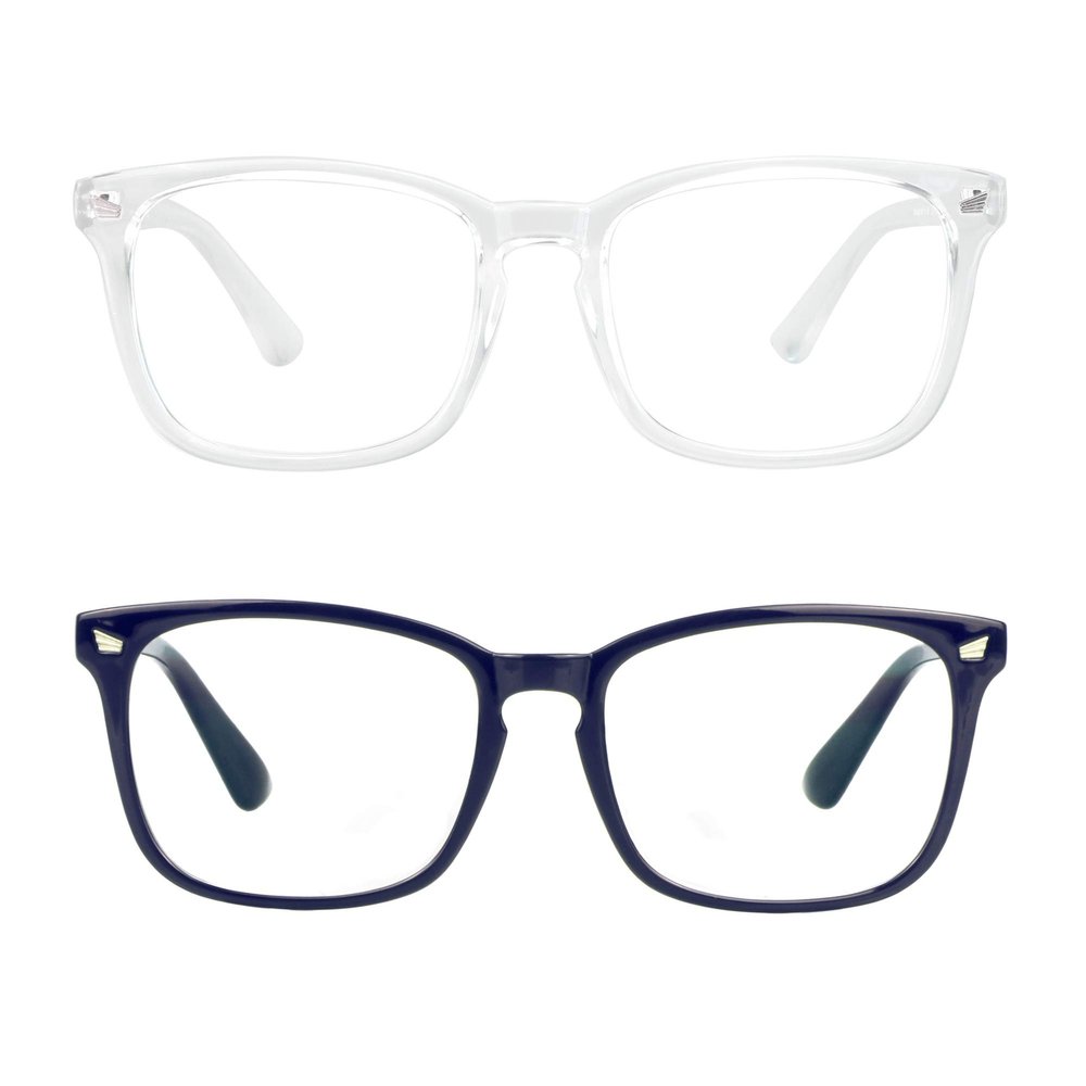 2 Pairs LifeArt Blue Light Blocking Glasses with Spring Hinge, Anti Eyestrain, Computer Reading Glasses, Gaming Glasses, TV Glasses for Women Men, Anti UV, Anti Glare (Navy&Clear, +1.75 Magnification)