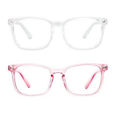 2 Pairs LifeArt Blue Light Blocking Glasses with Spring Hinge, Anti Eyestrain, Computer Reading Glasses, Gaming Glasses, TV Glasses for Women Men, Anti UV, Anti Glare (Clear&Pink, +4.00 Magnification)