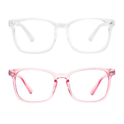 2 Pairs LifeArt Blue Light Blocking Glasses with Spring Hinge, Anti Eyestrain, Computer Reading Glasses, Gaming Glasses, TV Glasses for Women Men, Anti UV, Anti Glare (Clear&Pink, +3.75 Magnification)