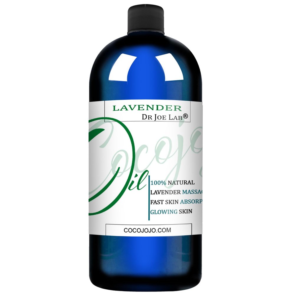 Pure Lavender Essential Oil Massage Oil for Deep Tissue Massage Therapy Blended with Jojoba Oil and Other Rich Oils and Natural Bulk Lavender Massage Oil - 32 Ounces - Cocojojo