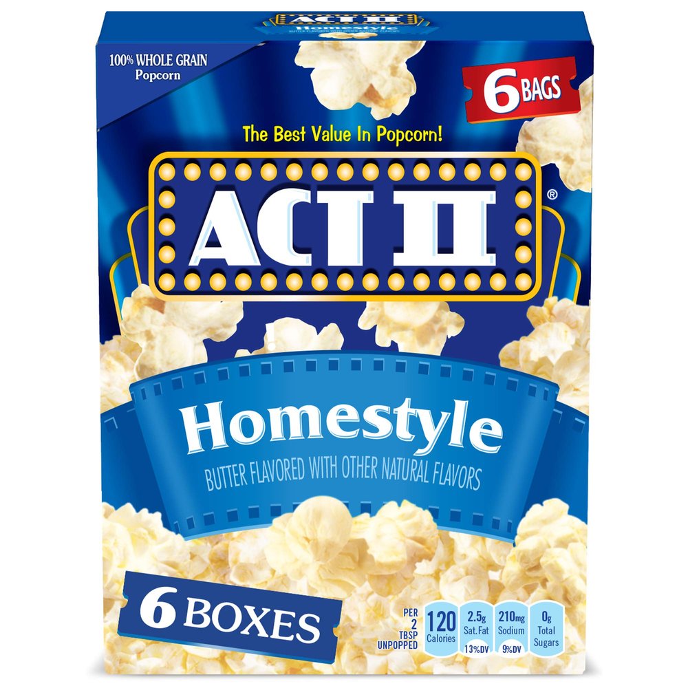 Act II Homestyle Microwave Popcorn, 2.75 oz., 6-Count Bags (Pack of 6)