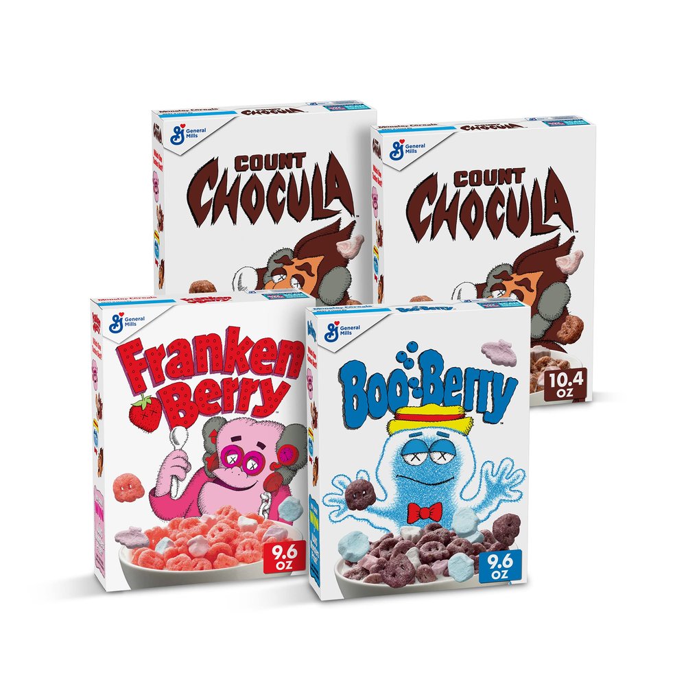 General Mills Cereal Monsters Cereal 4 Count (Franken Berry, Boo Berry, Count Chocula, Cereal) 40 Oz