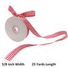 Red and White Gingham Ribbon, 5/8" x 25Yd Roll Picnic Craft Red Buffalo Ribbon for Crafts Hair Accessories and Christmas Gift Wrapping,5/8 Inch Polyester Woven Edge +60" Tape Measurement view 2