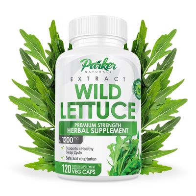 Parker Naturals Wild Lettuce Extract  Herbal Sleep Supplement 1200mg, 4:1 Concentrated, Vegan Capsules, Soothes Discomfort, 60 Servings, 120 Count
