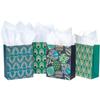 WRAPAHOLIC Medium Size Gift Bags - 12 Pack Gold Foil Peacock Feathers Paper Bags with White Tissue Paper for Christmas, Party, Celebrating - 8" x 4" x 10" view 1