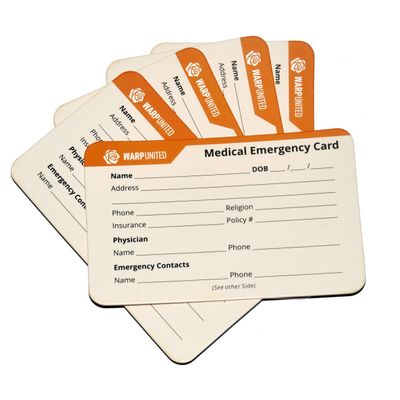 50-Pack Designer Medical Information Alert Emergency ID Card Stock 40pt Paper with Sheath 2.1 x 3.4 inch Credit Card Size for Wallet
