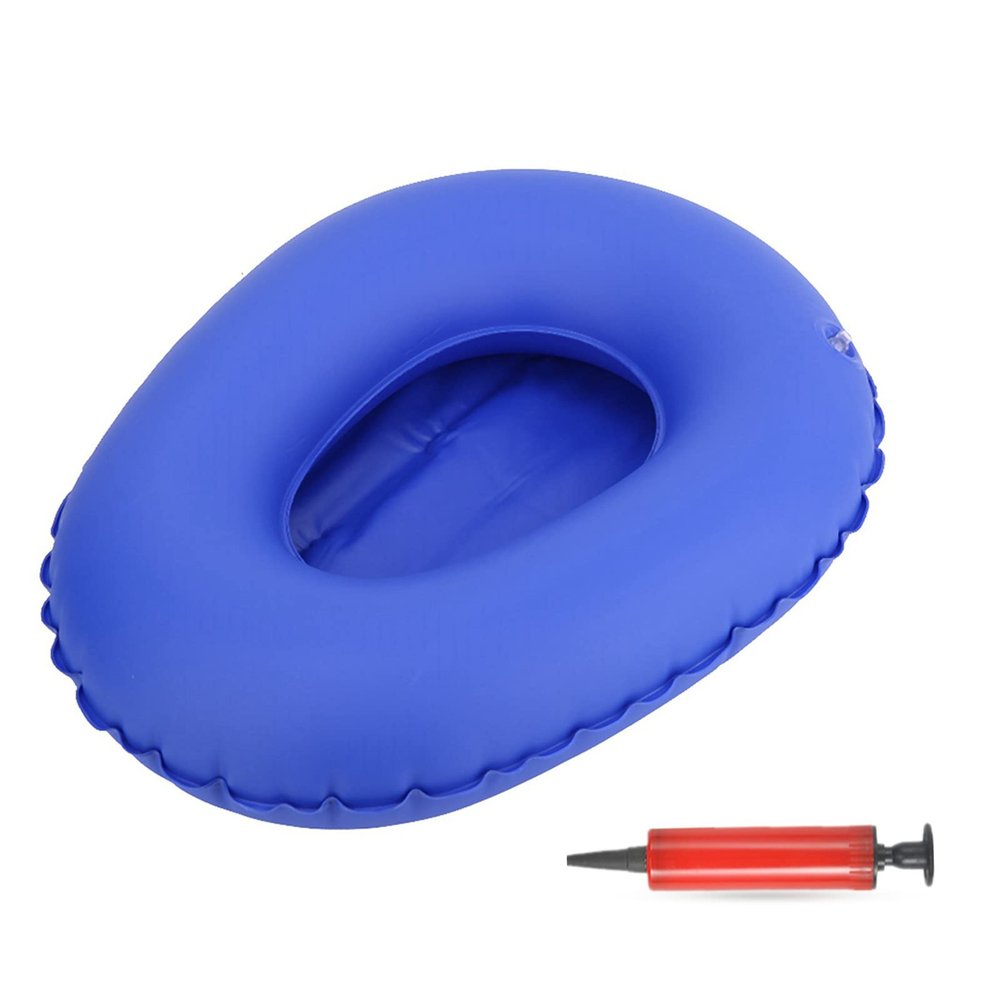 ASHATA eboxer-1 Washable Portable Air Inflation Bedpan, Blue Bed Pan Inflatable Stool Bedsore Toilet for Bedridden Elderly Disabled Bedbound Patient