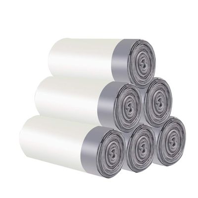 WFF trash bags Garbage Bags, Household Thickened Portable Drawstring Kitchen Black Closed Trash Can Lining Bag Affordable Size Large 3 Rolls 5 Rolls (Color : White, Size : 5 rolls)