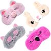 4 Pack Sleeping Mask for Girls Soft Plush Blindfold Cute Rabbit Pig Flamingo Cat Sleep Masks Eye Cover Eyeshade for Kids Teens Women Plane Travel Nap Night Sleeping view 1