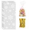 CCINEE Snowflake Treat Bag,Christmas Cellophane Bag with Twist Ties Candy Cookie Bags for Party Supplies,120PCS view 1