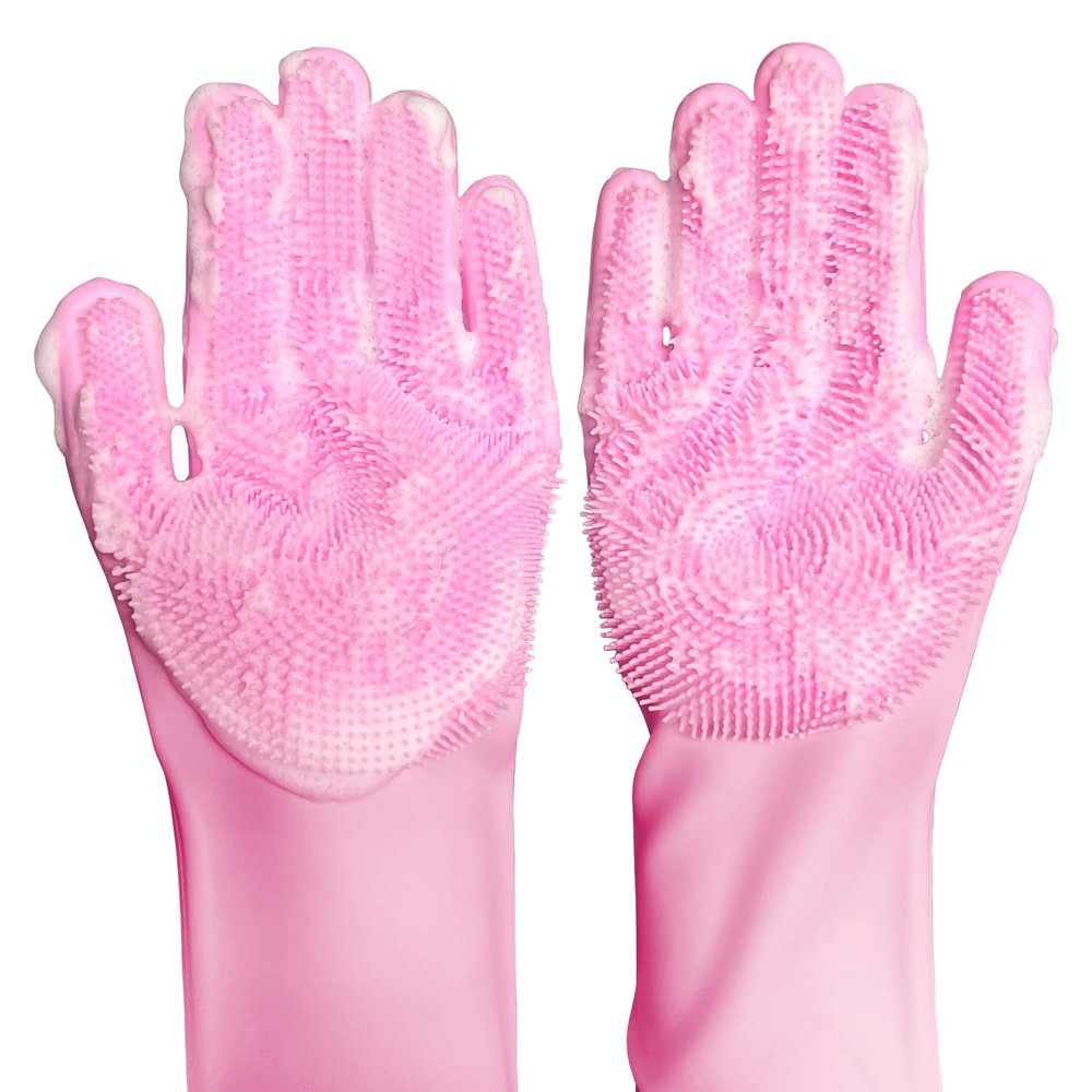 Silicone Magic Gloves: Ultimate Cleaning Gloves for Dishwashing, Kitchen, Pet, and Car - Heat & Cold Resistant, Non-Slip, Reusable - Eco-Friendly Scrubbing Gloves for Household Cleaning Food Grade