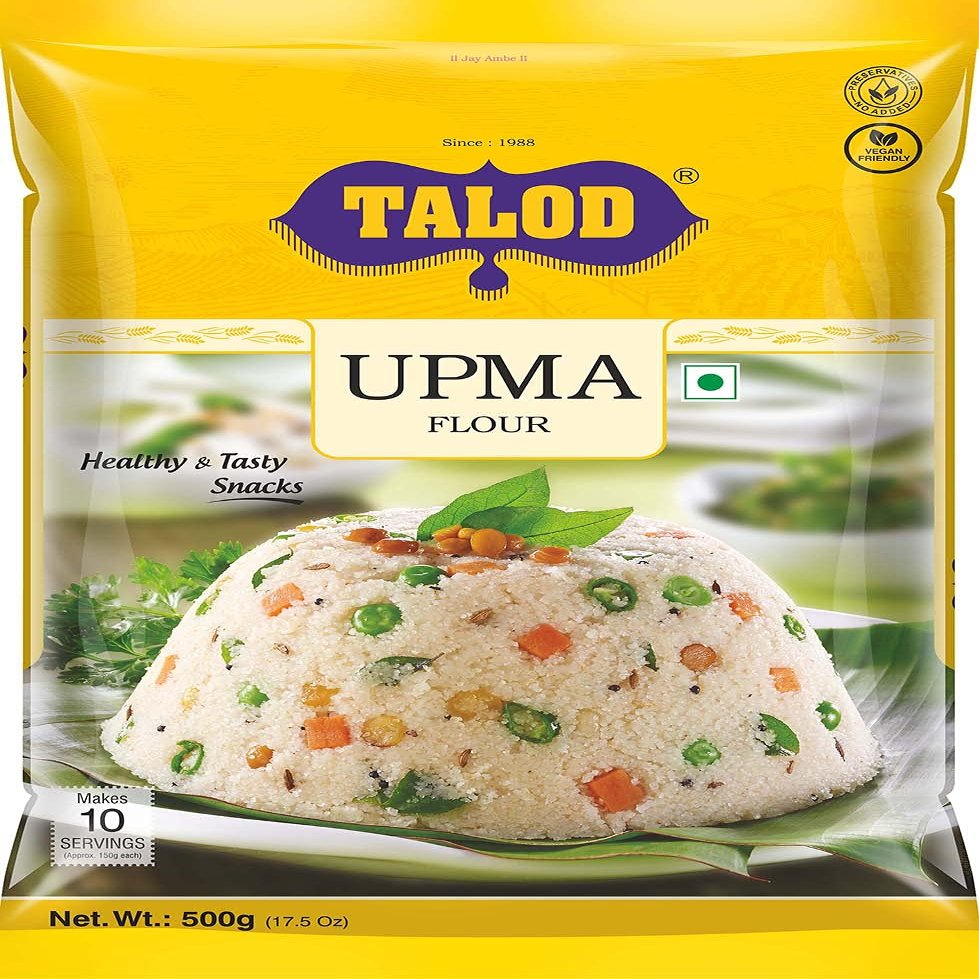 Talod Instant Upma Mix Flour - Ready to Cook Upma - Gujarati Snack Food (500gm - Pack of 3)