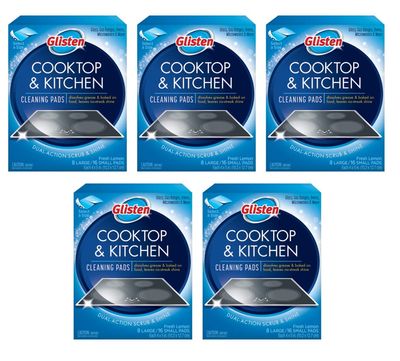 Glisten GC0608T Cooktop & Kitchen Cleaning, 8 Large/16 Small Pads Per Box, 5 Pack
