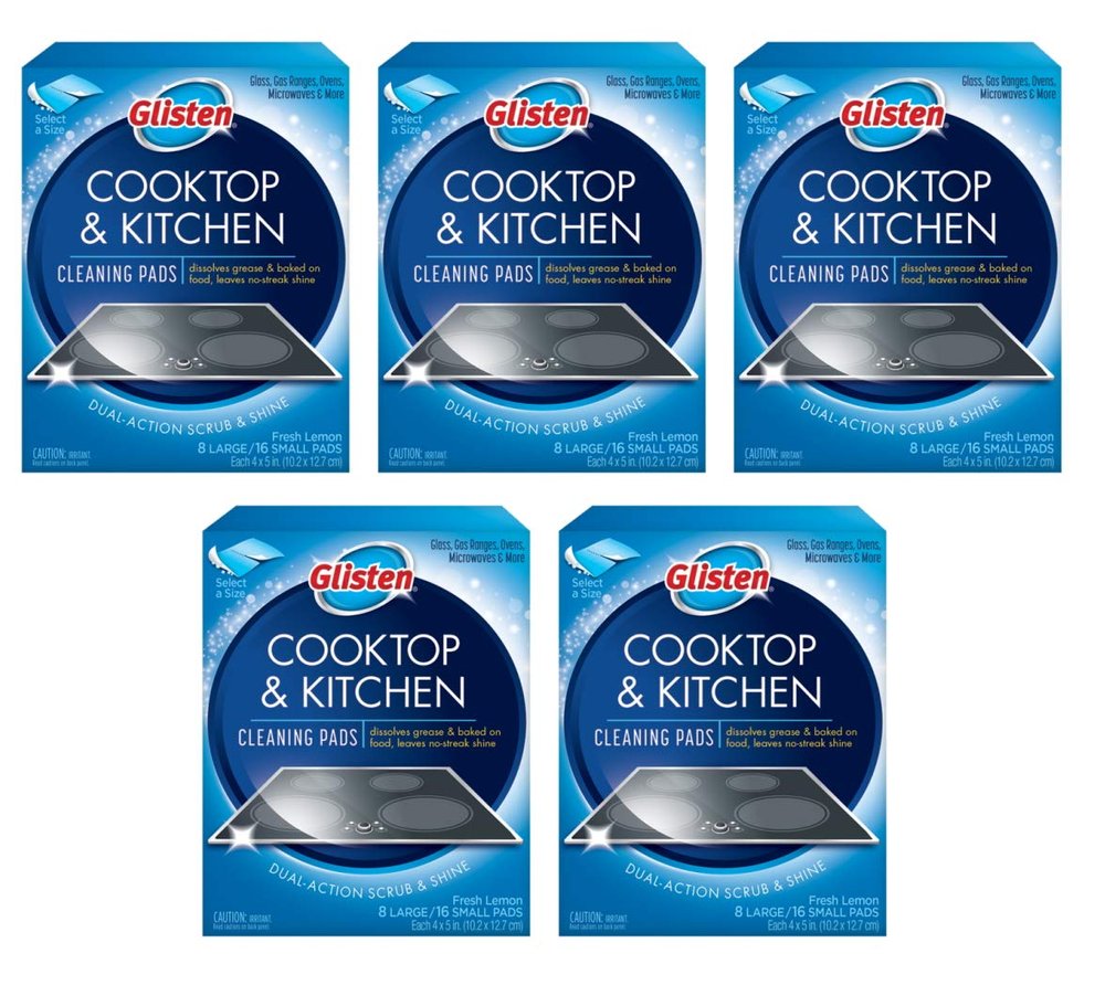 Glisten GC0608T Cooktop & Kitchen Cleaning, 8 Large/16 Small Pads Per Box, 5 Pack