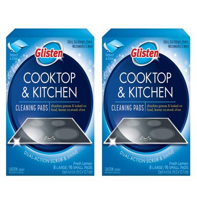 Glisten GC0608T Cooktop & Kitchen Cleaning, 8 Large/16 Small Pads Per Box, 2 Pack