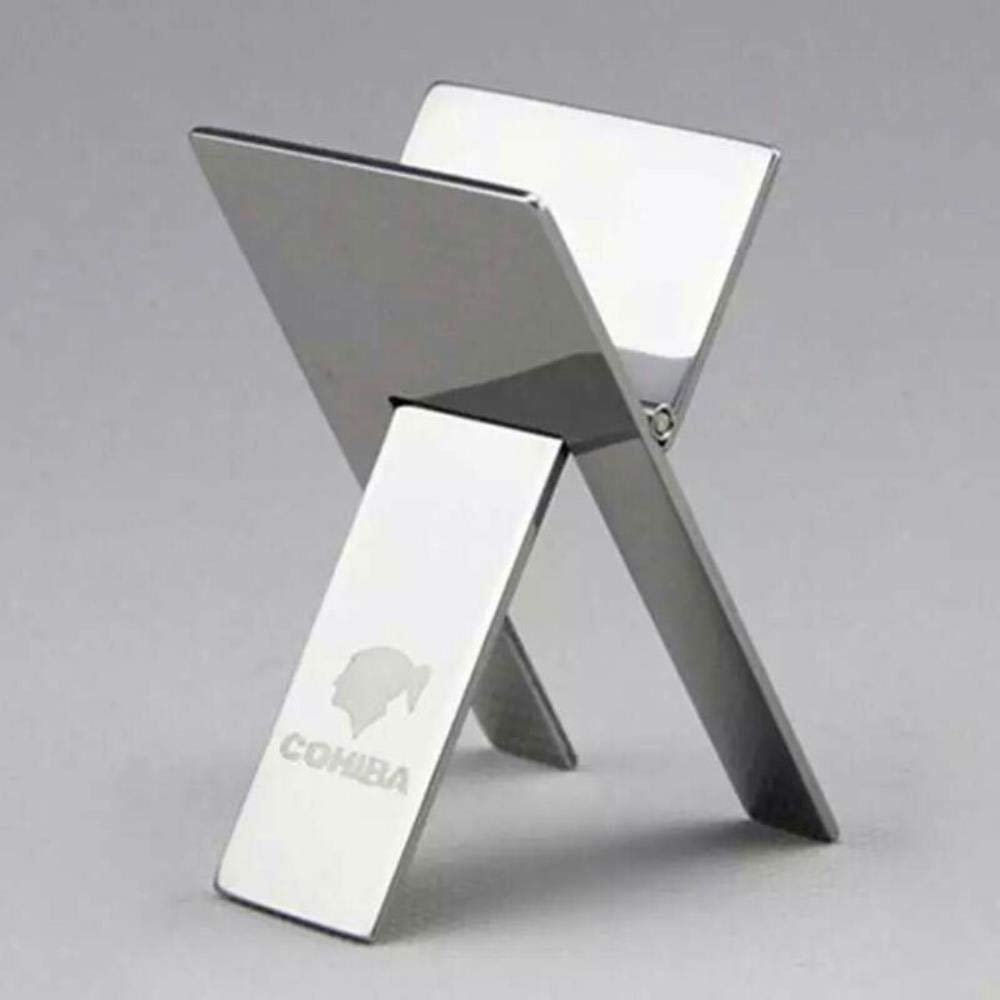 HEHUANG Cigar Stand Stainless Steel Cigar Ashtray Holder Quality Rack Practical Gadgets Silver Foldable Cigar Stand Tray,Silver