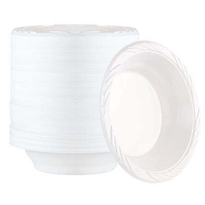 100 Count Disposable 18 ounce White Plastic Soup Bowls