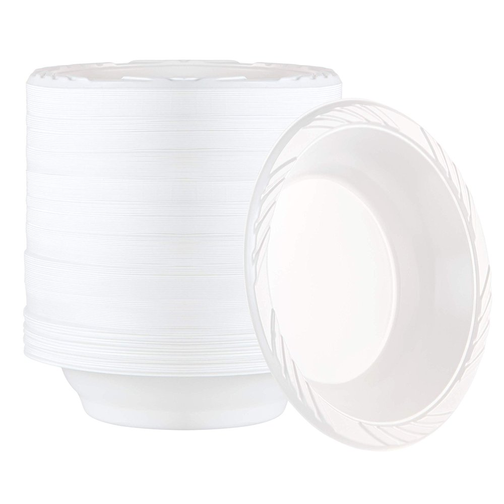 100 Count Disposable 18 ounce White Plastic Soup Bowls